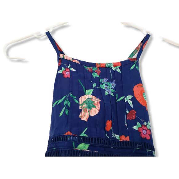 Old Navy 6/7 Girls Blue Poppy Print Long Smocked Dress Hi-Low - Picture 3 of 5